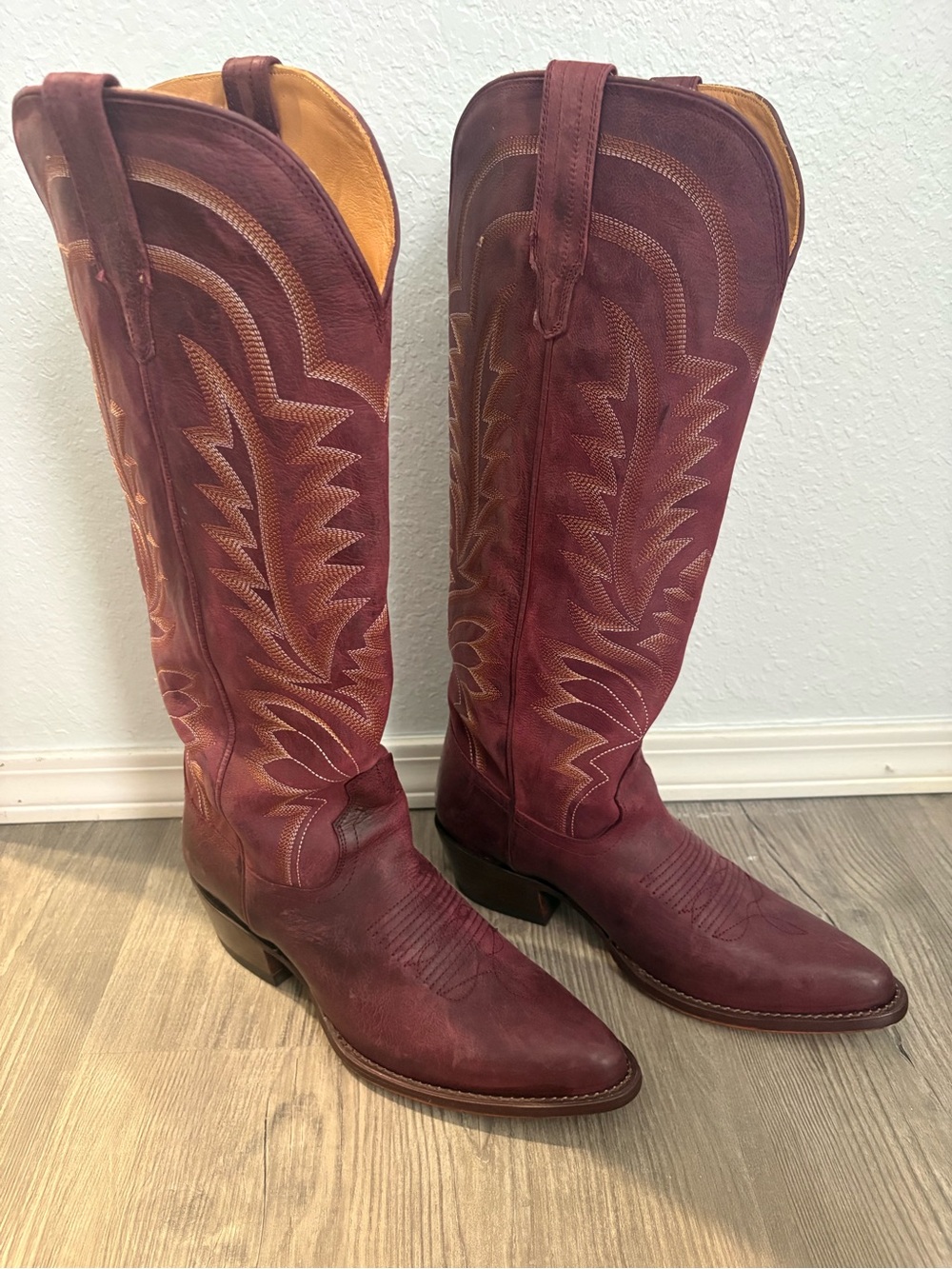 Tecovas Abby Wine Burgundy Women's Tall Western Boots Size 10.5 Wide Calf